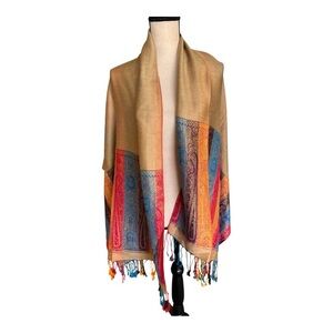 Women's Elegant Multicolor Reversible Paisley Infinity Shawl Scarf